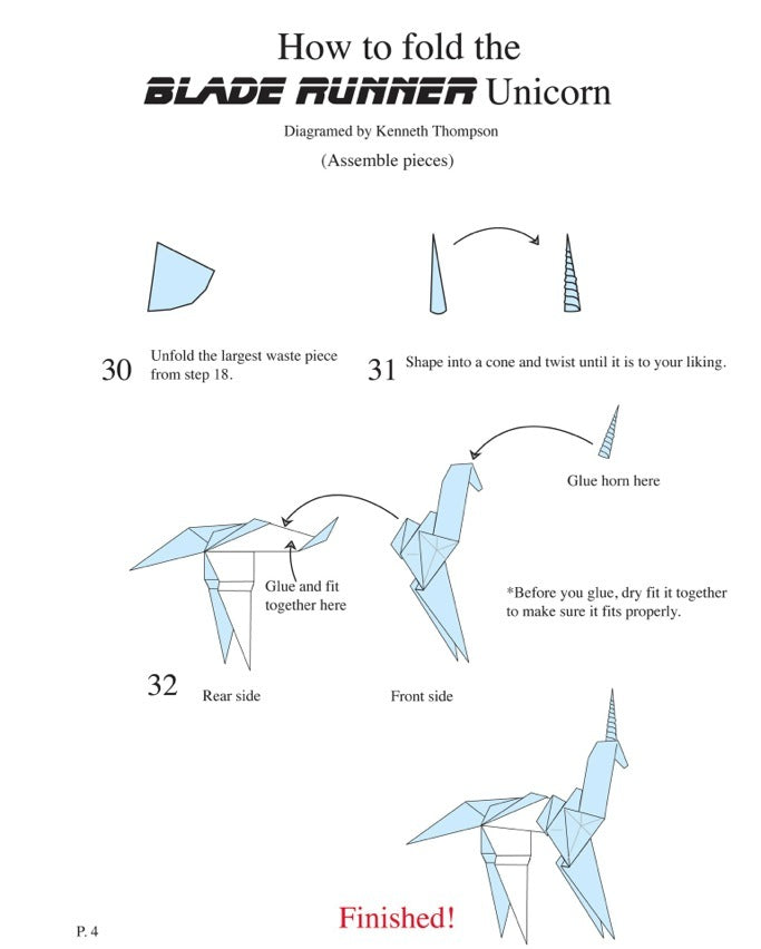 tutoriel pliage origami licorne blade runner partie 4
