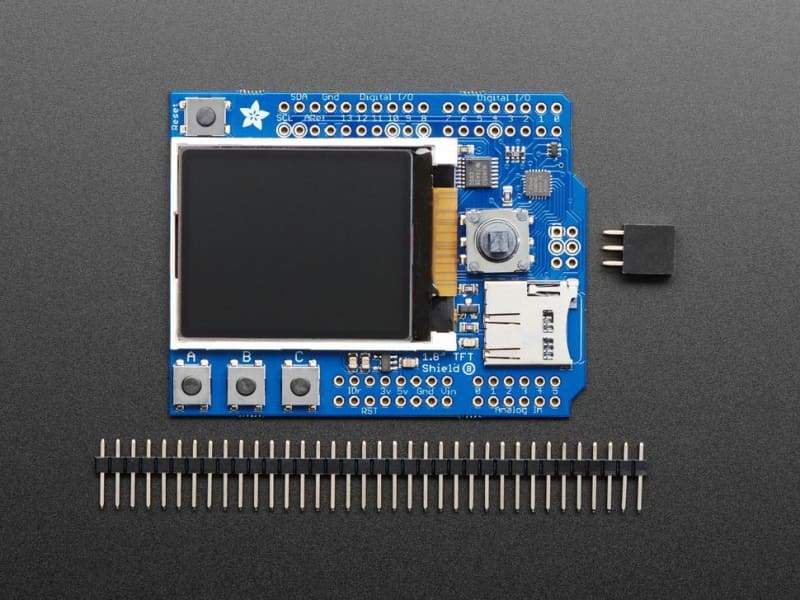 Adafruit 1.8 Color Tft Shield W/microsd And Joystick (V2) (Id: 802) - Lcd Displays