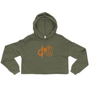 doU Women's Burnt Orange Logo Crop Hoodie (Military Green)