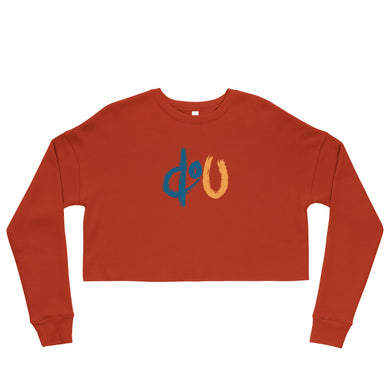 doU Women's Blue/Orange Logo Crop Sweatshirt (Brick Red)