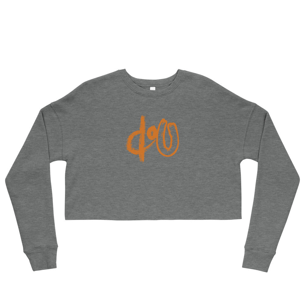 doU Women's Burnt Orange Logo Crop Sweatshirt (Gray)