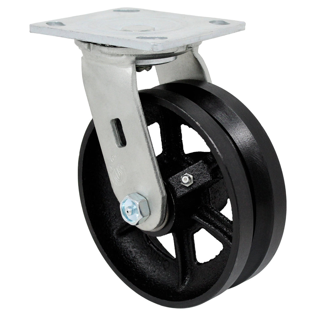 6 x 2 Cast Iron V-Groove Wheel 3/4 Roller Bearing 1000 lb Capacity 