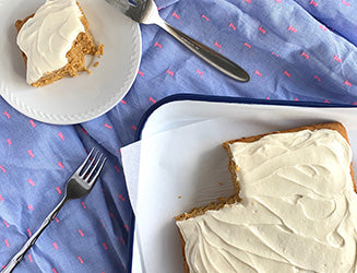 Sweet Potato Spice Snacking Cake with Maple Cream Cheese Frosting