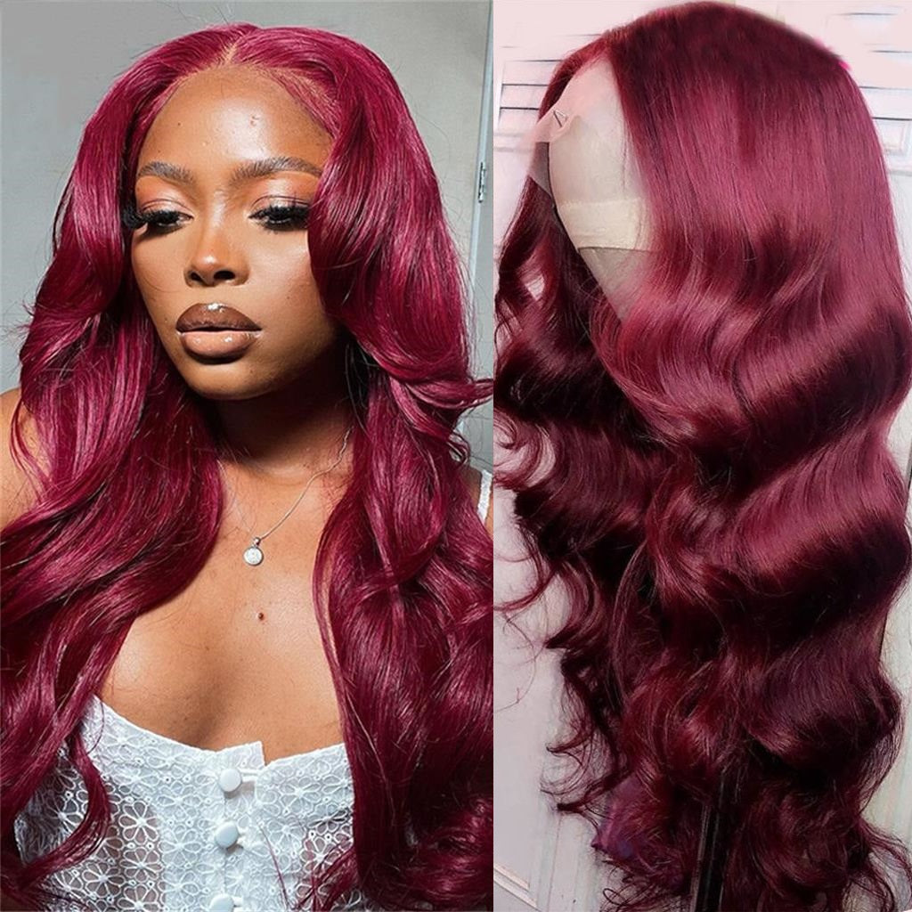 burgundy ombre lace front wig