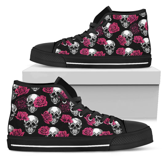 Pink Floral Skull - High Tops