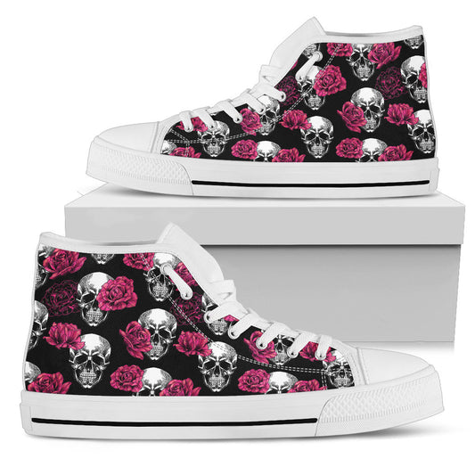 Pink Floral Skull - High Tops