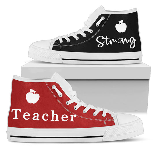 Black & Red Teacher Strong - High Tops