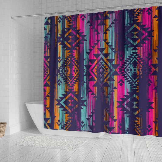 Colorful Boho Aztec Streaks Shower Curtain