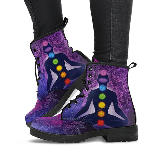 Purple Mandala Chakras Meditator Womens Boots