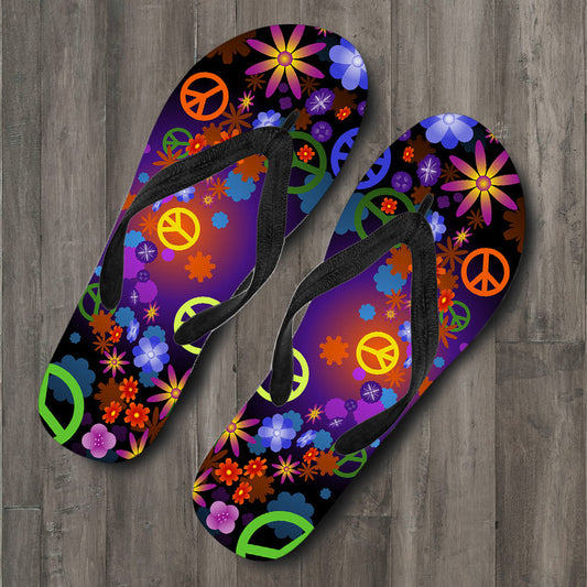 Colorful Peace Signs Flip Flops