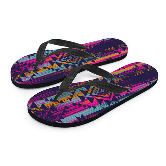 Colorful Boho Aztec Streaks Flip Flops