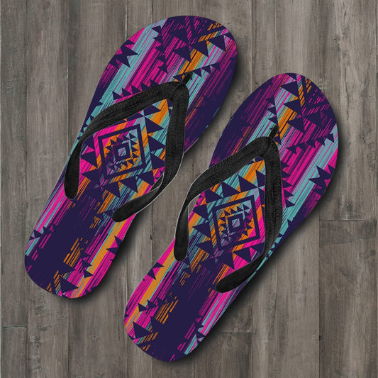 Colorful Boho Aztec Streaks Flip Flops