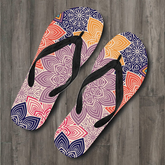 Colorful Floral Mandalas Flip Flops