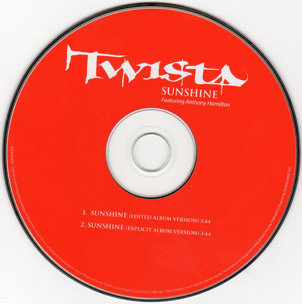 Buy Twista Featuring Anthony Hamilton Sunshine (CD, Single, Promo) from  DaddyPop – DaddyPop Ltd