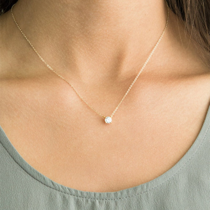 Shiny Zircon Invisible Transparent Thin Line Simple Choker Necklace Wo Peelingbeauty