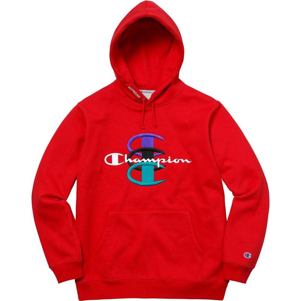 supreme champion hoodie red