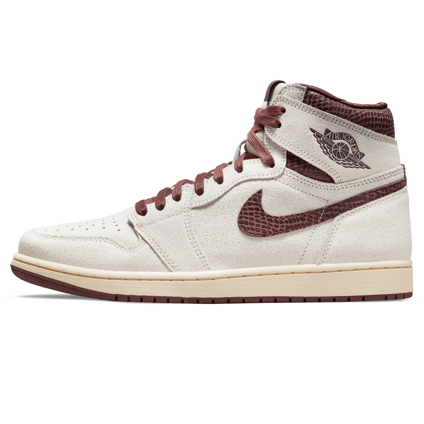 brown and white jordan 1 high