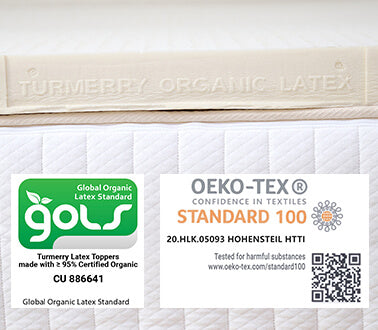 Turmerry natural dunlop latex mattress topper OEKO-TEX certification