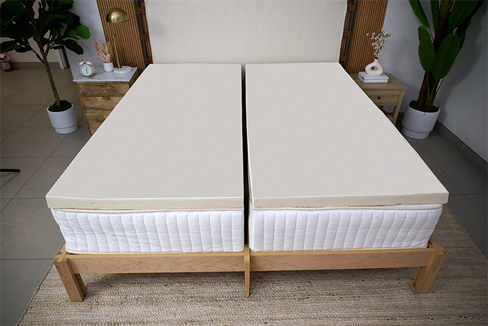 Memory foam mattress topper on split king mattress