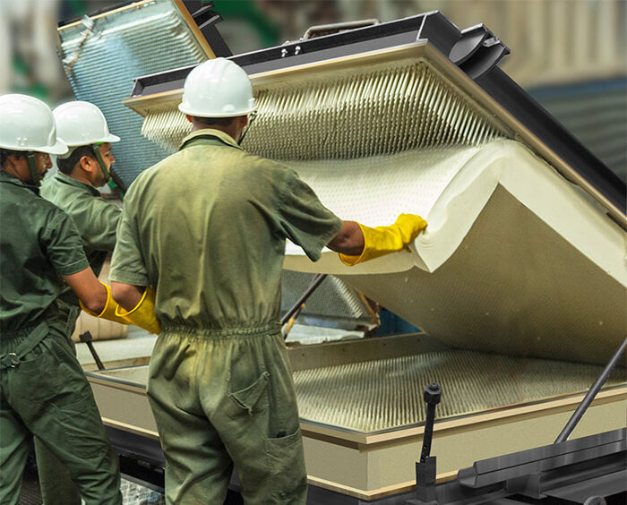 Beautiful image of manufacturing process of Turmerry latex mattress toppers