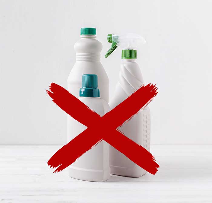 Avoid harsh chemicals
