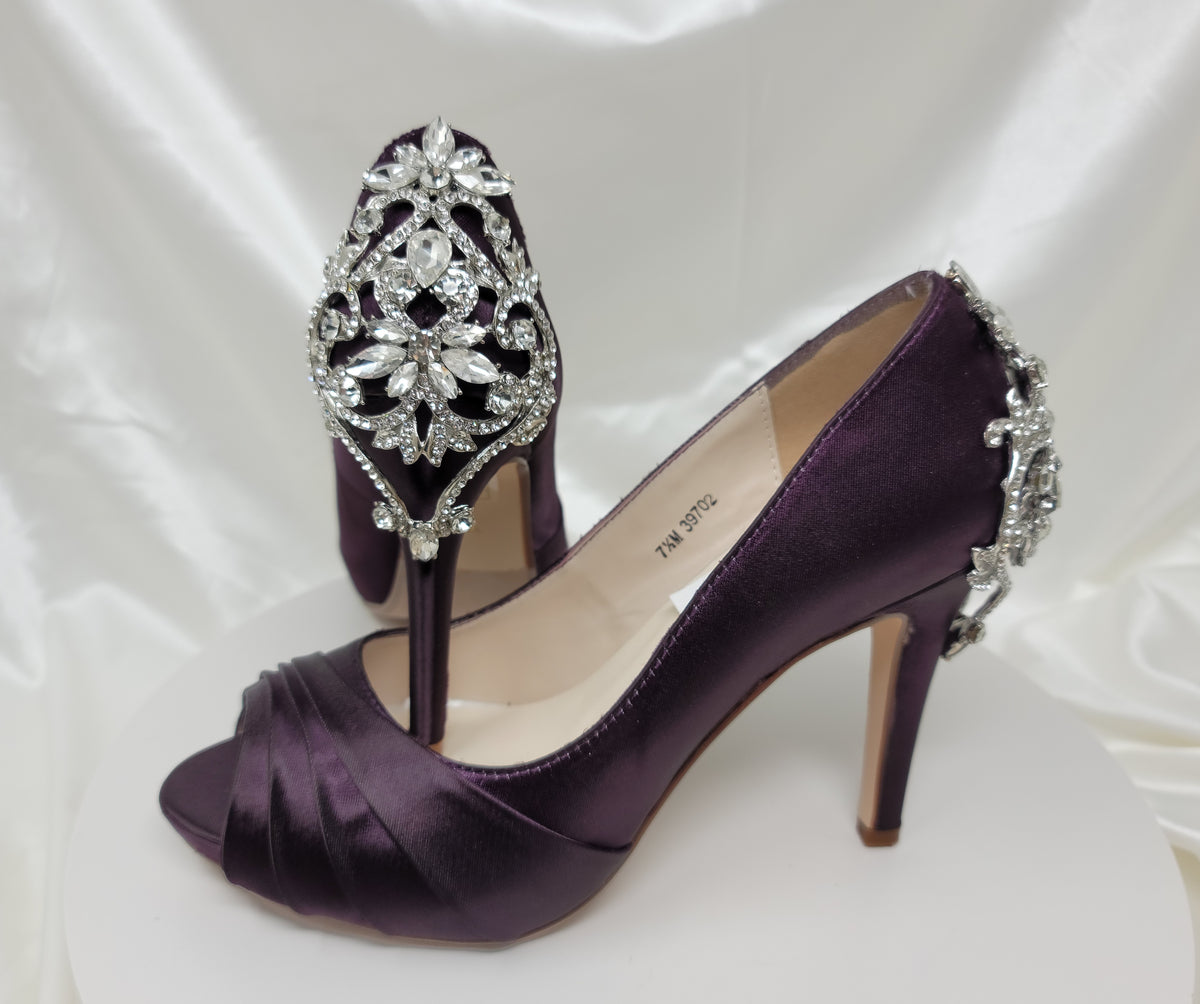 purple wedding shoes for bride