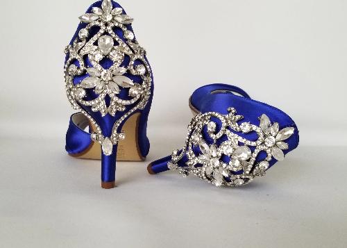 Royal Blue Bridal Shoes with Sparkling 