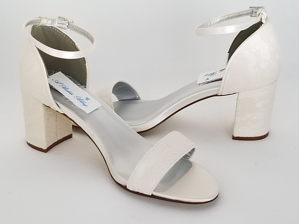 chunky heel ivory wedding shoes