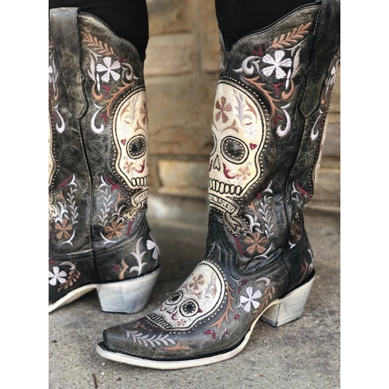 women's sugar skull cowboy boots