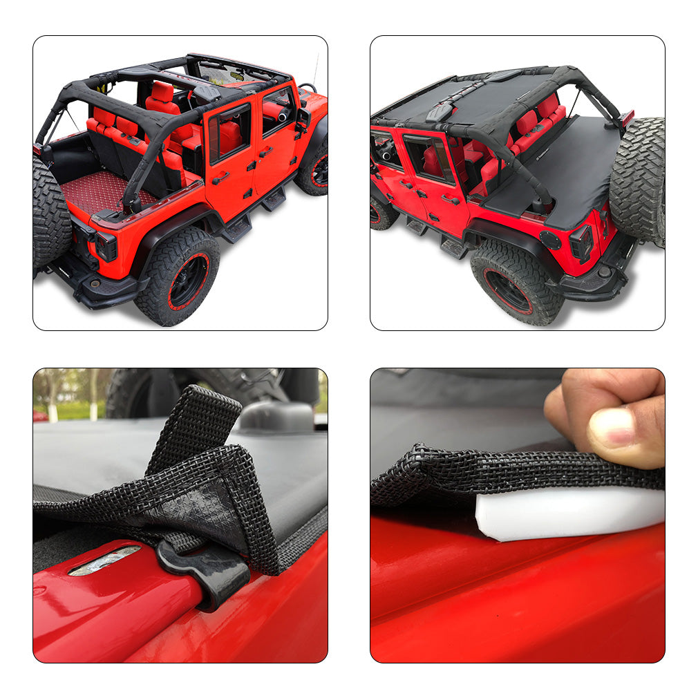 Cargo Cover Shield Pad Rear Trunk Protector Shade Compatible for Jeep Wrangler JK JKU Sports Sahara Freedom Rubicon X & Unlimited 2007-2018 Sunluway 