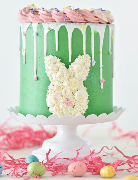 A green Easter-themed cake as a substitute for Easter eggs.