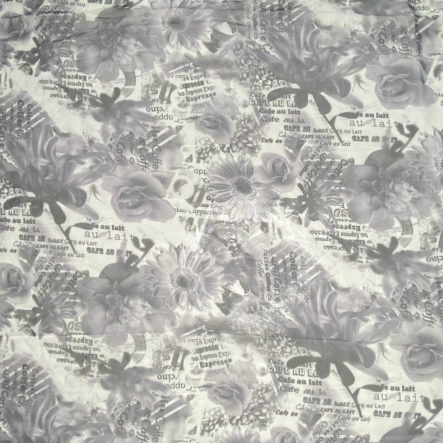 Flowers/Coffee Polyester Chiffon - 60”