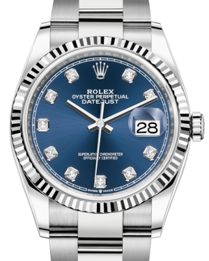 36mm White Gold/Steel Blue Diamond Dial & Fluted Bezel – NY WATCH LAB
