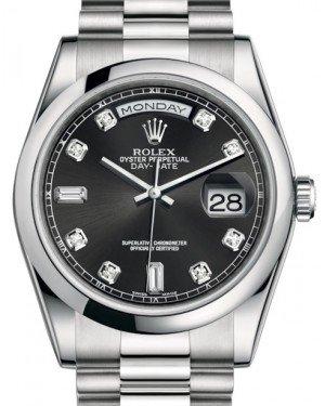 Rolex Day-Date 36 Platinum Black Dial & Smooth Domed Bezel Pre – NY WATCH LAB