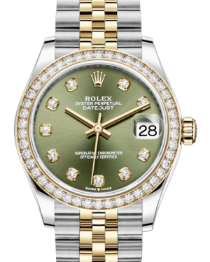 Rolex Lady-Datejust 31 Yellow Gold/Steel Olive Green Diamond Dial & Di – NY