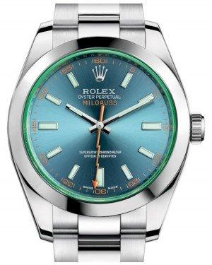 Rolex Milgauss Green Crystal Stainless Blue Dial & Bezel Oyster – NY WATCH LAB