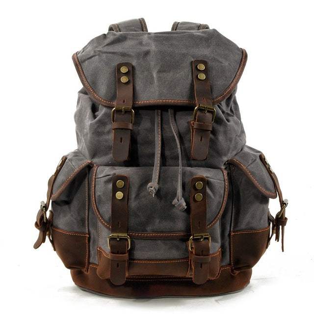 vintage canvas leather backpack