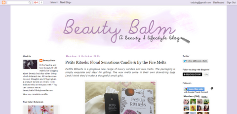 Beauty Balm blog review of Petits Rituels Floral Sensations candle (1 wick).