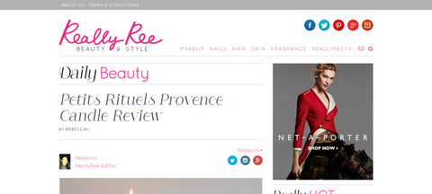 Really Ree's review of Petits Rituels Provence candle.