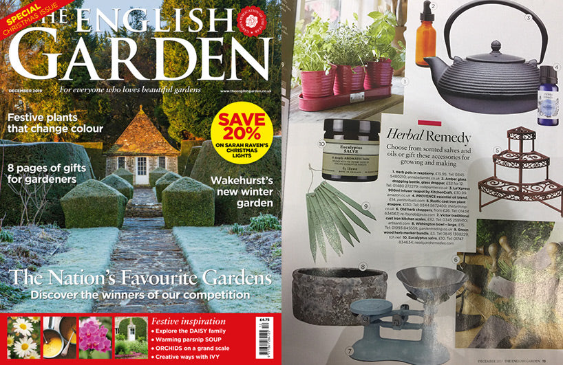 The English Garden December 2019 feature of Petits Rituels Provence essential oil blend.