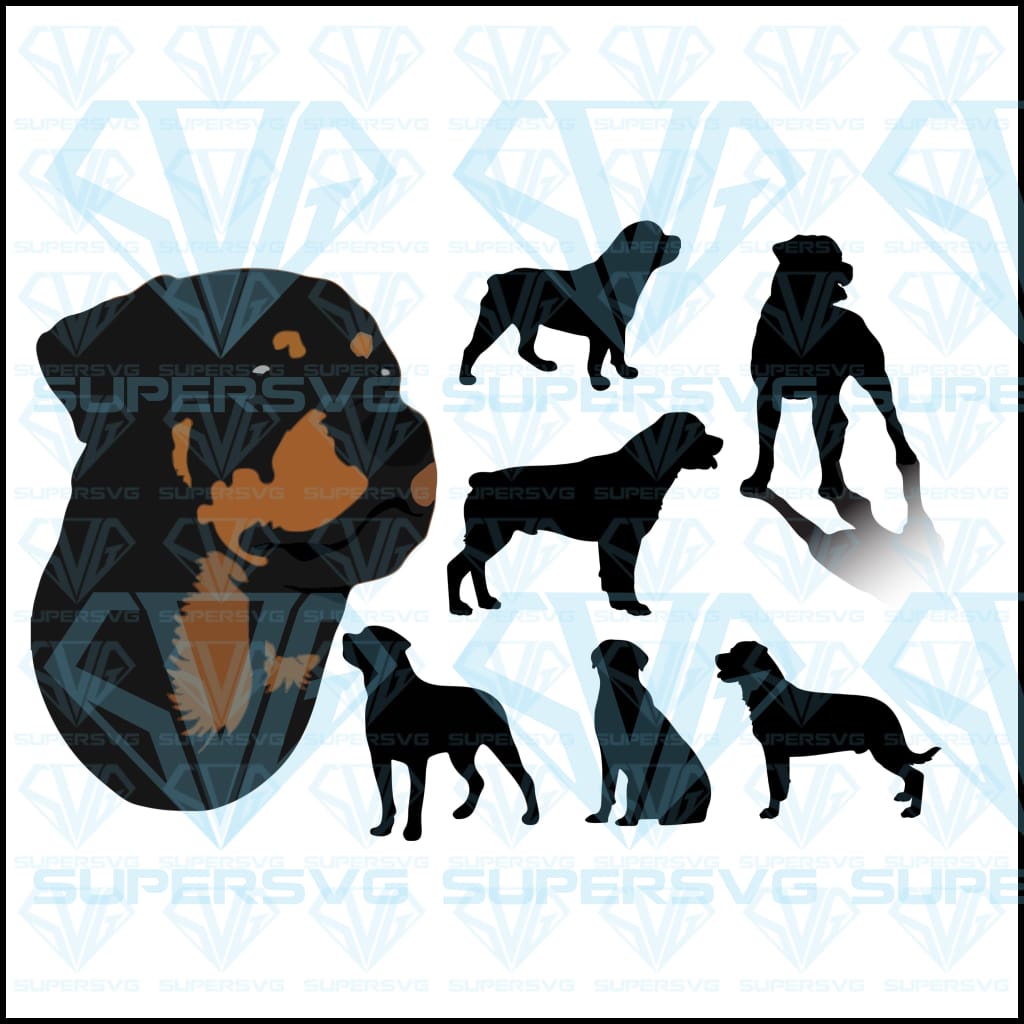 Download Portrait Silhouettes Dog Breed Rottweiler Vector Bundle Svg Files For Supersvg Yellowimages Mockups