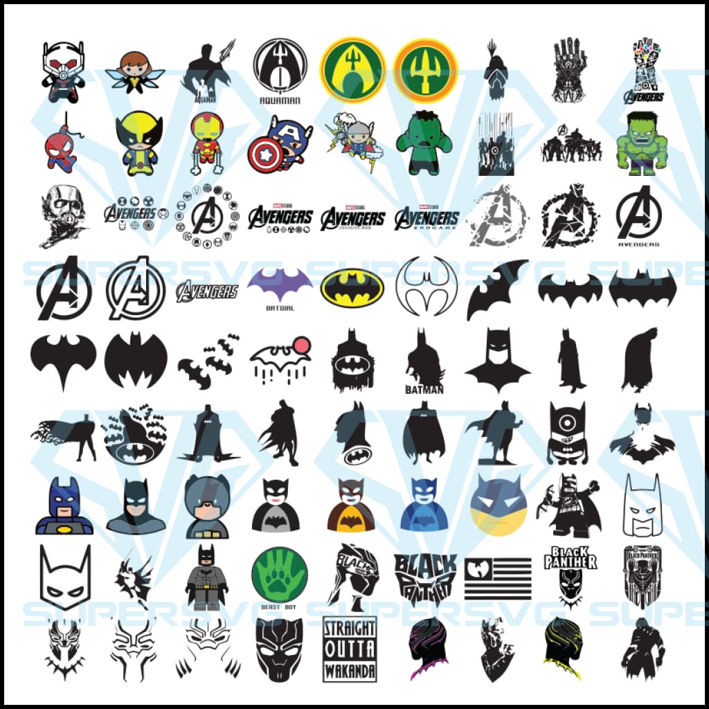 Download Superhero Svg Bundle Clipart Files Cricut Dc Marvel Svg Black Pan Supersvg PSD Mockup Templates