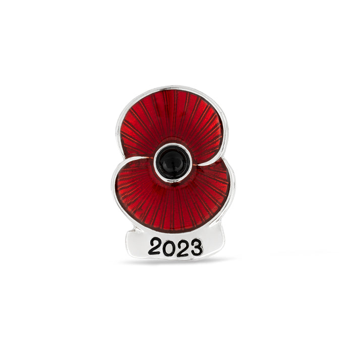 2023 Dated Silver Tone Poppy Lapel Pin Poppy Shop Uk