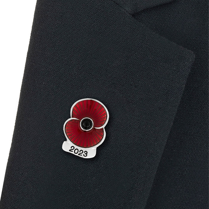 2023 Dated Silver Tone Poppy Lapel Pin Poppy Shop Uk