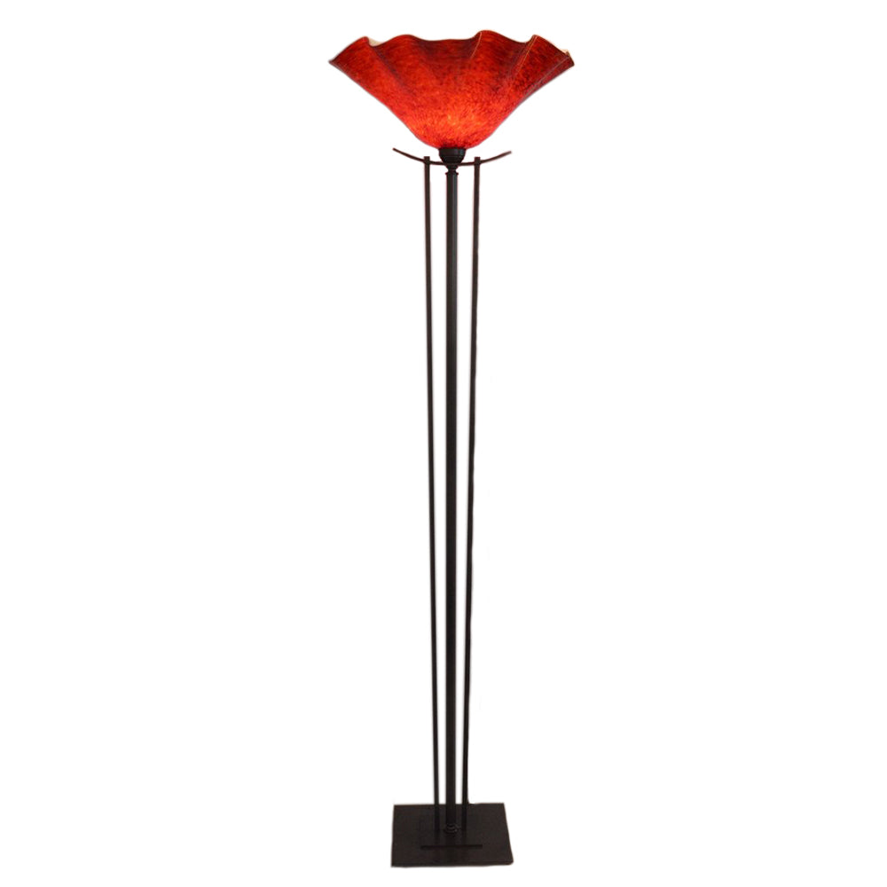 red glass floor lamp