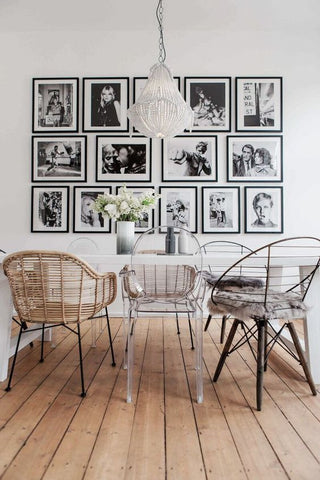 Dining room design - iconic retro portraits dining room