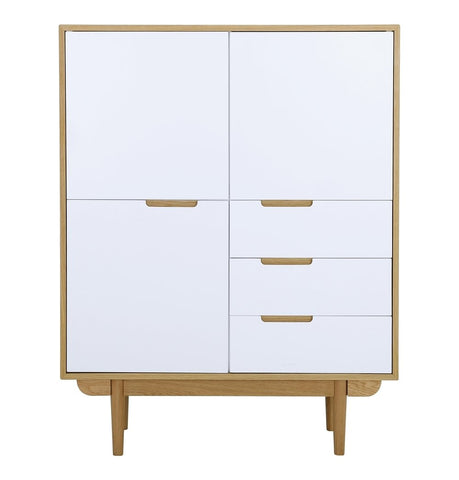 Nakula Tall Sideboard - Oak & White