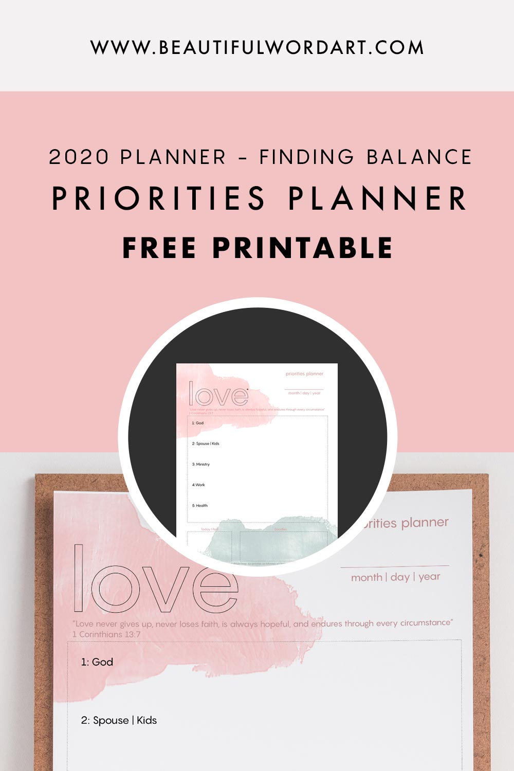 2020 PLANNER Priorities Planner Free Printable - Beautiful Word Blog