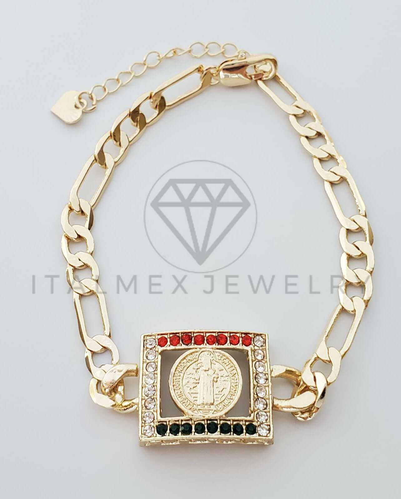 Reportero Tío o señor Helecho Esclava Elegante - 100245 - Diseño San Benito CZ Tricolor Oro Laminado –  ItalMex Jewelry