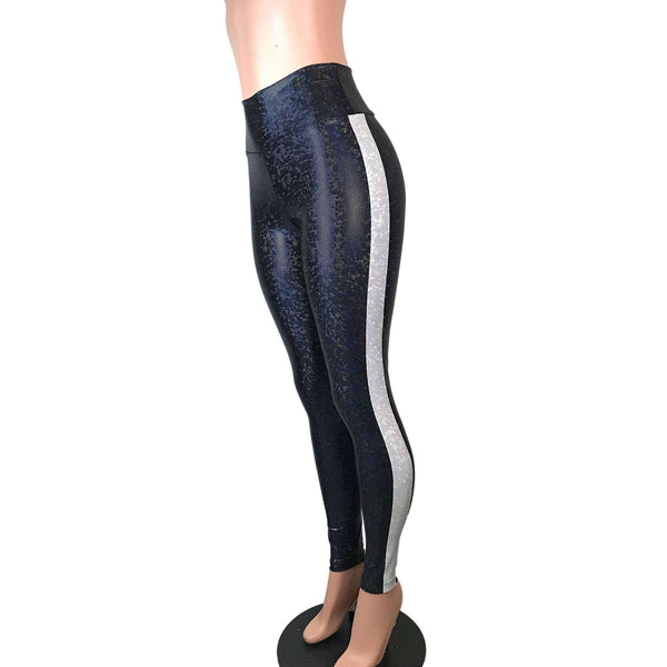 black pants with silver stripe